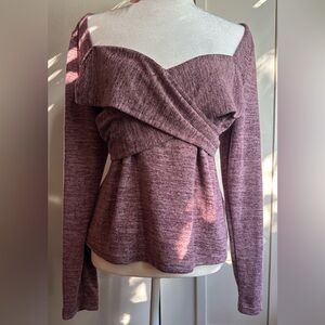 SHEIN purple color long sleeve sweetheart neckline in the front blouse- 2XL NWT